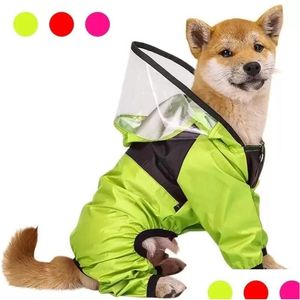 Abbigliamento per cani Impermeabile per animali domestici Il viso Abbigliamento Tuta Giacca impermeabile Cani Resistente all'acqua Per Cappotto 1114 Consegna goccia Giardino domestico Sup Dhv1A