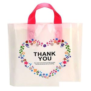 Gift Wrap Beige Thank You Plastic Bag Christmas Shop Large Capacity Tote Bags 50Pcs/Lot Drop Delivery Home Garden Festive Pa Dhgarden Dhon9