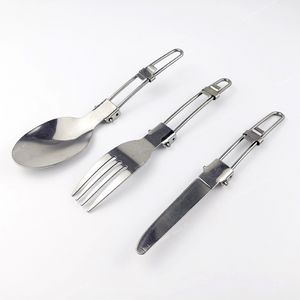Camping Fork Spoon Outdoor Table Bewer Ficble Ultralight Stainless Steel Set of Rishes For Camping Outdoor Cooking Camp Nbsp; Cooking Nbsp; SuppliesoutDoor