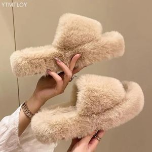 Chinelos Plus Size Women's Fur Slide Platform 2023 Interior Anti Slip Borracha Moda Flat Women's Home Shoes Ytmtloy Zapatillas Mujer Casa 231118