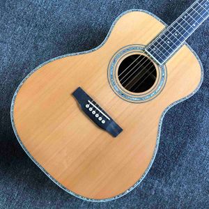 Corpo OM personalizzato Chitarra acustica Abete massiccio cedro Top Palissandro Lato posteriore Tastiera in ebano Accetta Personalizzato