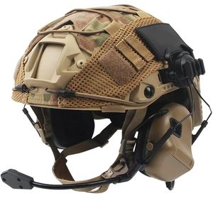 Skidhjälmar Fast Helm Set med taktiskt headset och täckning för Airsoft Paintball Outdoor Hunting 231117