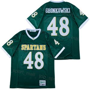 Maglia da football della High School 48 Rob Gronkowski Maglia Williamsville Spartans in puro cotone Moive traspirante Team Green College cucita Università per gli appassionati di sport Pullover