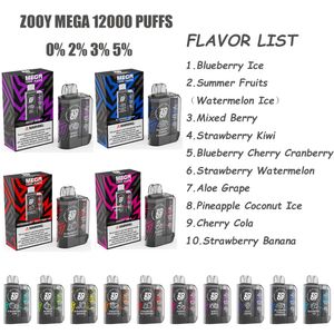 PULD 12K VAPES 12000 PUFFS E Cigarett Zooy Mega Disponible Vape Pen 8000 10000 12000 15000 Electronic Ciagrette Mesh Coil Laddningsbart batteri E CIGS VAPER