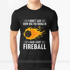 T-shirt da uomo I Cast Fireball Streetwear Divertente Abbigliamento nero T-shirt da uomo Top Tees Dnd Dragon Dice Rpg Tabletop 230418