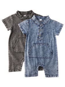 Pagliaccetti Citgeett Estate 0-24 mesi nati Ragazzi Completo in denim Pantaloncini Maniche Pagliaccetto Tuta in cotone Abiti estivi 0-18 Mesi 230418