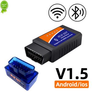 Ny OBD2 -skanner ELM327 Bil Diagnostisk detektor Code Reader Tool V1.5 WiFi Bluetooth OBD 2 för iOS Android Auto Scan Reparationsverktyg