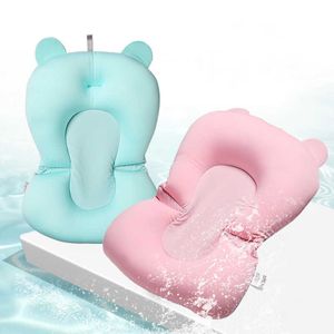 Bathing Tubs Seats 1pc Portable Baby Shower Bath Tub Pad Non-Slip tub Mat Newborn Safety Security Support Cushion Foldable Soft Pillow P230417