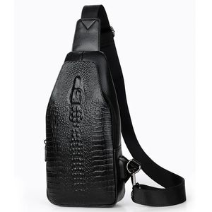 Waist Bags Luxury Brand Men Leather Chest Bag Alligator Messenger USB Charging Crossbody Man Pack Pattern Sling 231117