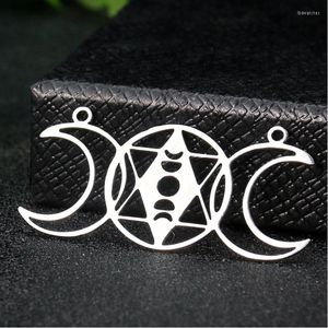 Colares pendentes de aço inoxidável Triple Moon Star of David Charms Goddess Witchcraft Diy Colar Woman Amulet Energy Jewelry fabricação