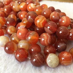 Beads High Grade Natural Red Striped Carnelian Agat 6mm 8mm10mm12mm14mm Onyx Round Loose Stone Fashion Women Jewelry 15'' YE2324