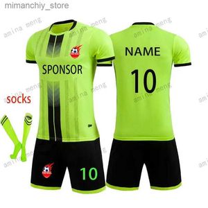 Colecionável diy crianças homens meninos conjuntos de roupas de futebol curto seve crianças uniformes de futebol adulto crianças treino de futebol jérsei q231118