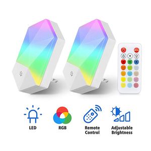 Lampenschirme 1/2 Stück RGB Nachtlicht 16 Farben LED Fernbedienung Dimmbare Nachtlichter EU/US/UK Stecker für Baby Kinderzimmer Schlafzimmer Wandleuchte 230418