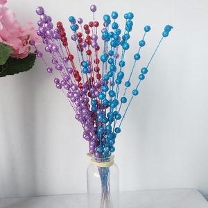 Dekorativa blommor plast Gyllene blixtpulver Artificial Christmas Berry Fake Flower For Wedding Party vardagsrum Diy Pografi