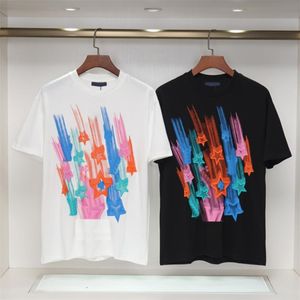 2023 verão novo preto impresso de manga curta carta t camisa com gola redonda masculino e feminino solto camisa de manga curta M-XXXL