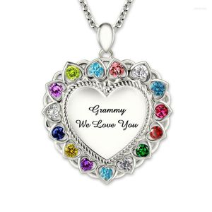 Pendant Necklaces Heart Necklace With Birthstones Silver 925 Personalized Engraved Grandma Custom Family Names Letters Chain