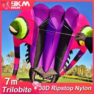 Acessórios de pipa 9km 7sqm Big Trilobite Kite Pilot Laving Laving Laundry Soft Inflatable Show Kite for Kite Festival 30d Nylon Ripstop com BAGL231118