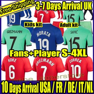 S-4XL Atletico Madrids Soccer Jerseys Griezmann 23 24 120 alneval 2023 2024 M.Llorente Koke Saul Lemar Football Shirt Men Kids Kits مجموعة الزي الرسمي