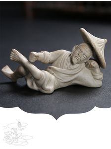 Jingdezhen Handmade Craft Purple Clay Stoneware Tea Pet Old Man Playing Piano Chess Ornament Creative Ceramic Tea Ceremony