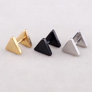 Stud Earrings Women Men Triangle Ear Studs Color Gold Black Stainless Steel Geometric Barbell Earring Jewelry