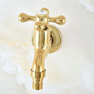 Waschbecken Wasserhähne Gold Messing Wandhalterung Waschmaschine Wasserhähne Eckmopp Pool Kleiner Wasserhahn Outdoor Garten Kaltwasserhahn Lav141