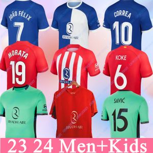 2023 2024MEMPHIS Fußballtrikots Heim Auswärts M. LLORENTE Correa Camiseta Fußballtrikots Männer Kinder GRIEZMANN R. CARRASCO DE PAUL Atletico Madrids 120. Jahrestag