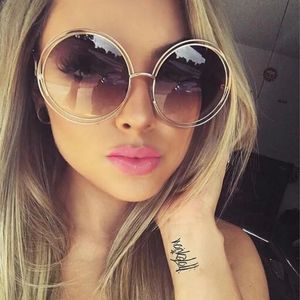 Sunglasses Frames Vintage Round Big Size Oversized lens Mirror Women Brand Designer Metal Frame Lady Sun Glasses Cool Retro 231117