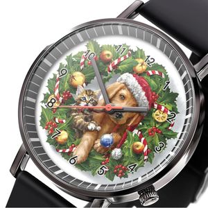 Armbanduhren Casual Trend Weihnachtsgeschenke Watschen Männer und Frauen Tierkranz Weihnachtshut Armband Uhr Sport Quarz Uhr 231118