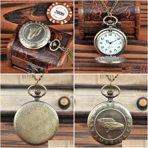 Pocket Watches Pocket Watches 9018Necklace Chain Gift for Mens Children Vintage Watch Cartoon Car Antique Truck Pendant Quartz Drop de Dhlnk