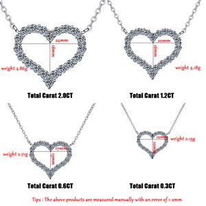 2CT Moissanite Necklace Heart Pendant Diamond Necklace For Women 925 Silver Prong Setting VVS Moissanite Heart Pendant Jewelry Fine JewelryNecklaces