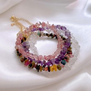 Strand rosa/roxo/multicolor Irregular Natural Crystal Beades Bracelets for Women Girls Fashion Jewelry Gift Friend YBR339