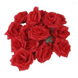 Dekorativa blommor konstgjorda roser rosor blommhuvud silk bröllop röd falsk dekoration skum bukett 8 cm hantverk krökning bulk girland real
