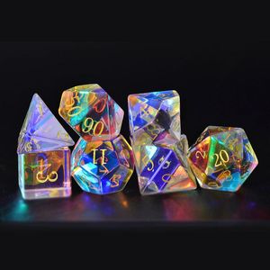 Crystal Reiki Healing Dice Set, Polyhedral Dice for RPG, DND, COC, Board Games, Collection, Gift