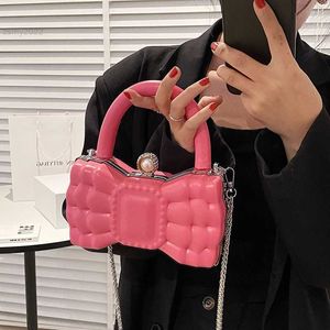 Shoulder Bags Mini Women Crossbody Bag Thick Chain Designer Handbag Female Decorative Shoulder Bag Kawaii Bow Box Evening Bags And Purses Sac