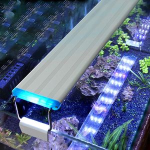 Superschlanke LED-Aquariumbeleuchtung, Wasserpflanzenlicht, ausziehbarer, wasserdichter Clip für Aquarien, blaues weißes Licht