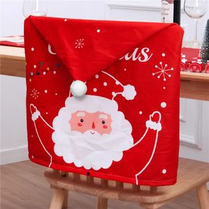 Chair Covers 4Pcs Red Santa Claus Hat Christmas Chair Cover Chair Back Cover Merry Christmas Decor Home Xmas Gift Decor Year 231117