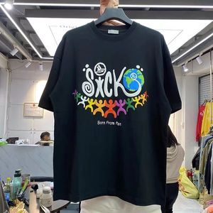 T-Shirts für Herren Lustige Cartoon-Regenbogen-Figur mit Monogramm, Kurzarm-T-Shirt Typ 230418