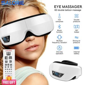 Eye Massager 6D Smart Airbag Vibration Compress Bluetooth Massage Glasses Care Instrument Fatigue Pouch Wrinkle y231117