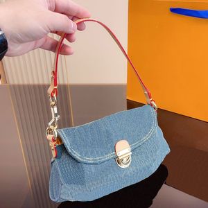 Borse firmate a tracolla in pelle da donna in denim blu Borse da donna Borsa combinata Borsa a tracolla con catena