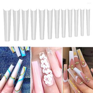 Falska naglar 240 st/låda nagel franska stilar platt huvud lätt att fästa trimmbar DIY extra lång naturlig klart förlängningsspets