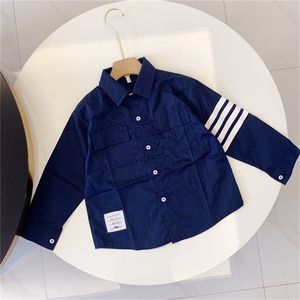 New children's designer long-sleeved shirt classic ribbon letter plaid casual fashion children's clothing foreign trade Size 100-160cm F022