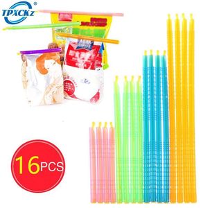 Beutelclips 16 Stück 4 Farben Sealer Closure Sticks Portable Food Saver Container Plastic Sealing Fresh Keeping Clamp Rod Wiederverwendbar 230418