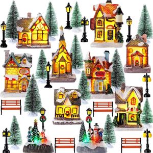 Julekorationer Snowman Santa Claus LED Light Ornaments Harts Micro Landscape House Kids Gifts Xmas Home Bedroom Decoration 231117