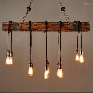 Pendant Lamps Retro Rectangular Wooden Table Do Old Bar Network Cafe Loft Industrial Wind Personality And Lanterns