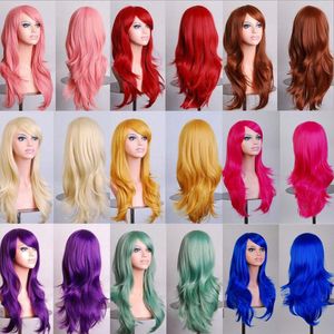 Parrucche sintetiche Soowee 70 cm Parrucca cosplay rosa lunga riccia Parrucca per capelli Grigio Biondo per donne nere Peruk 230417