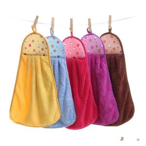 Towel Infant Coral Veet Hand Towel Cartoon Animal Print Kitchen Hanging Bath Wipe Washcloths Kids Handkerchief 25X45Cm Drop Delivery H Dhsox