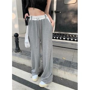 Women's Pants Capris Y2k Fashion Casual Loose Vintage Summer Thin Sports Pants Women Elastic High Waisted Vintage Trousers Female Wide Leg Sweatpants 230418