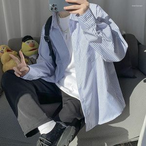 メンズカジュアルシャツ2023夏のライトラグジュアリーファッションストライプシャツメンズ長袖の韓国ジャケットブティック衣類シンプルスタイル
