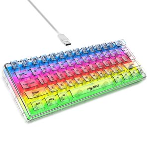 Tangentbord 61 Keys Wired Gaming Keyboard Full transparent RGB Backlight USB för Laptop Desktop Computer 231117