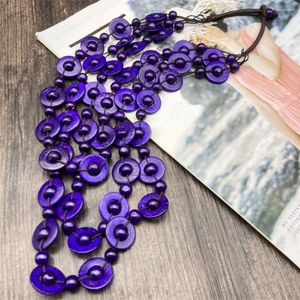 Chains Bib Beads Handmade Multi Layer Color Pendant Necklace Ethnic Customs Wood Neck Jewelry
